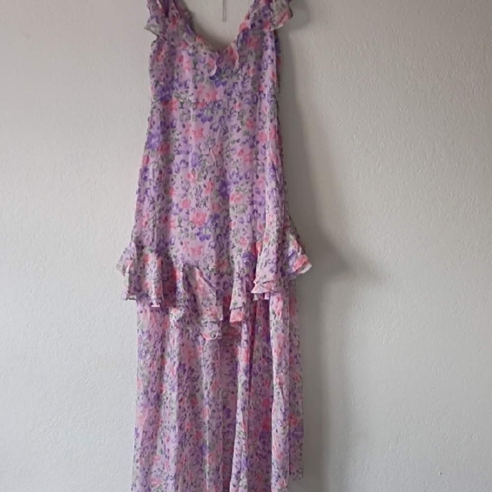 Astr The Label High Low Pemberley  Floral Dress in Pink and Purple Size M - Picture 6 of 12
